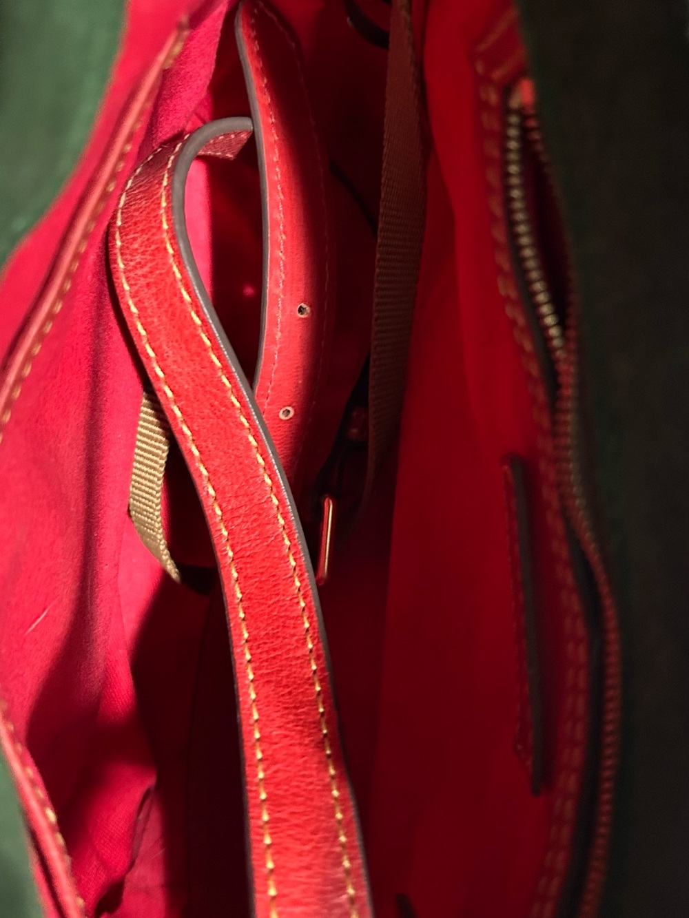 Dooney & Burke Red Leather Crossbody Bag with Gold-Tone Hardware - Picture 6 of 6